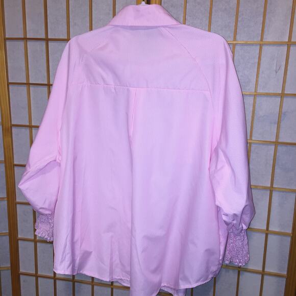 Women's Size 2XL Pink nWhite Pin Striped Polyester Blouse Unbranded NWOT - Picture 5 of 6